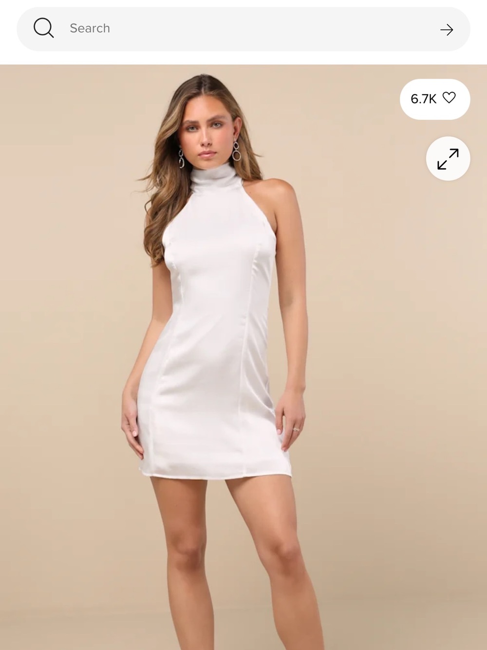 Lulus Infinite Admiration White Satin Halter Mini Dress White Size Medium